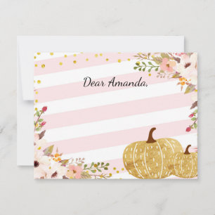 Roze Gold Pumpkin Time Capsule Note Card Guestbook Notitiekaartje