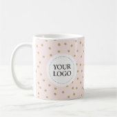 Roze & Gold Simple Pattern Business Logo Custom Koffiemok (Links)
