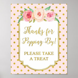 Roze Gold Stippen Bedankt voor Popping by Sign Poster