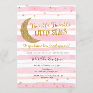 Roze Gold Twinkle Little Star-Baby shower Kaart