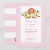 Roze Golden Doodle Baby shower Uitnodiging (Voorkant / Achterkant)