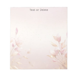 Roze Golden Leaves Bloemen Notitieblok