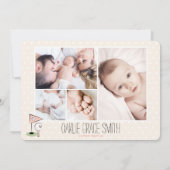 Roze Golf Baby Announcement Girl Aankondiging (Achterkant)