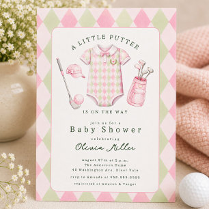 Roze golf baby shower uitnodiging