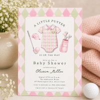 Roze golf baby shower uitnodiging