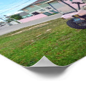 Roze Golf Cart op de Bahama's Poster (Hoek)