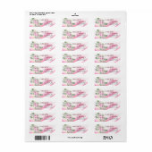 Roze golf- en bloemendecoratie adreslabel voor tro etiket (Full Sheet)