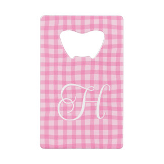 Roze Golf Gingham Meisjesachtig Krullend Kalligraf Kredietkaart Flessenopener