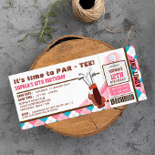 Roze Golf Ticket Pass Birthday Party Kaart
