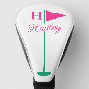 Roze Golf Vlag Monogram Naam Golfheadcover