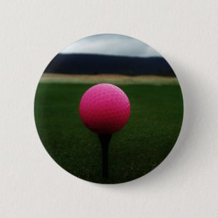 Roze Golfbal op een golfbaan in een berg Ronde Button 5,7 Cm