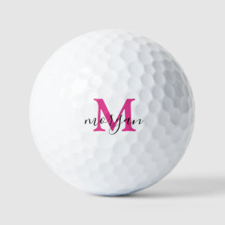 Roze golfcadeaus voor haar vrouwen met monogram in golfballen