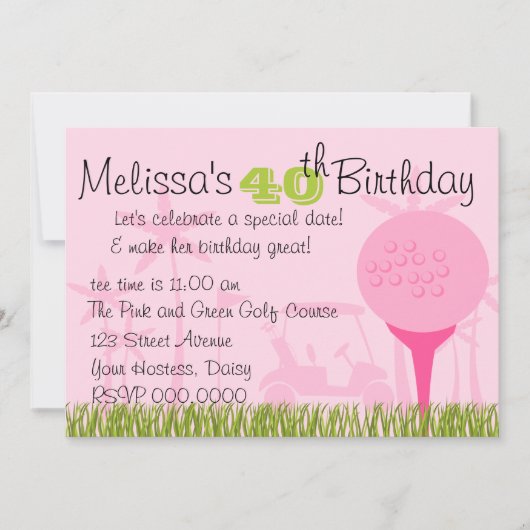 Roze Golfdatum Kaart (Voorkant)