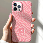 Roze Golfjes Geruite Monogram Case-Mate iPhone Case
