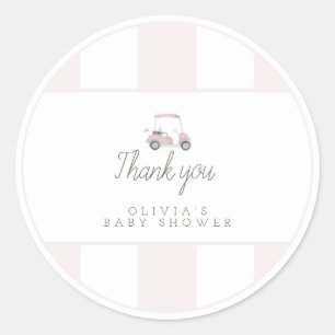 Roze golfkar cadeau sticker