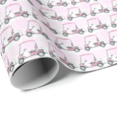 Roze Golfkar Vrouw Golfer Cadeaupapier (Rol Hoek)