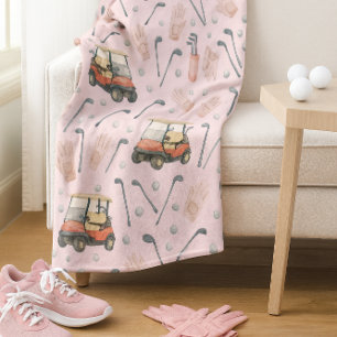 Roze Golfkarpatroon Damesgolfer Fleece Deken