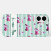 Roze Golfkarretjes Turquoise Gestreepte Gepersonal Case-Mate iPhone Case (Achterkant (horizontaal))