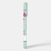 Roze Golfkarretjes Turquoise Gestreepte Gepersonal Case-Mate iPhone Case (Achterkant / Rechts)