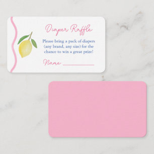 Roze Golflijn Citrus Luierraffle Baby Shower Informatiekaartje