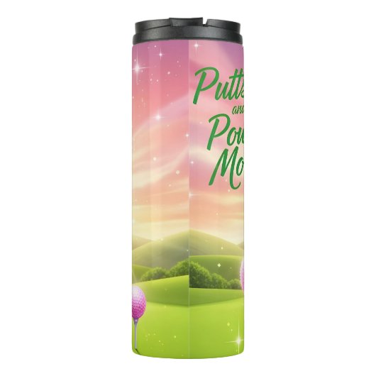 Roze golftas met Power Moves Thermosbeker (Achterkant)