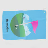 Roze Golfvlag Illustratie Golfhanddoek (Horizontaal)