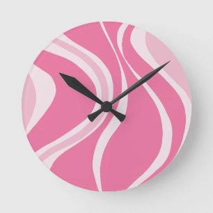Roze golven wandklok ronde klok