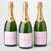 Roze golvende bruidsmeisje voorstel sparkling wijnetiket (Flessen)