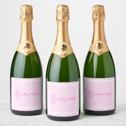 Roze golvende bruidsmeisje voorstel sparkling wijnetiket (Flessen)