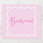 Roze golvende bruidsmeisje voorstel sparkling wijnetiket (Enkel label)