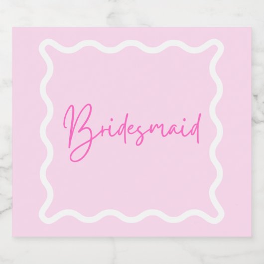 Roze golvende bruidsmeisje voorstel sparkling wijnetiket (Enkel label)