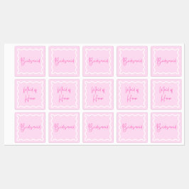 Roze golvende esthetische bruidsmeisje en meid van labels