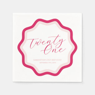 Roze golvende kromme kronkelige meisjes 21e verjaa servet