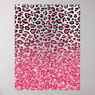 roze gom roze luipaard dierlijk drukwerk poster
