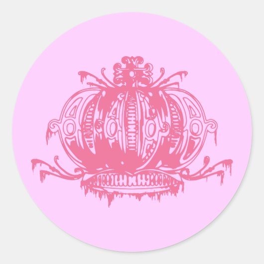 Roze gothic Decayed Crown Ronde Sticker (Voorkant)