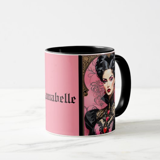 Roze Gothic Lady Coffee Mok (Voorkant rechts)