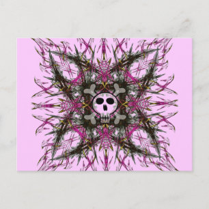 Roze Gothic Skull Fractal Briefkaart