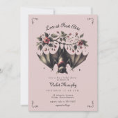 Roze Gothic Spooky Zwart Vleermuis Vrijgezellenfee Kaart (Voorkant)