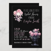 Roze Gotische Bloemen Bruids Douche Uitnodiging (Voorkant / Achterkant)