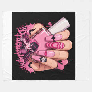 Roze Gotische Kawaii Nagelkunst Ontwerp Fleece Deken