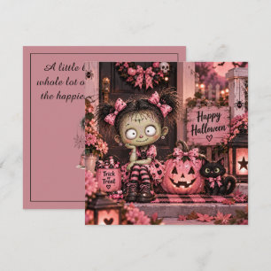 Roze gotische pop Halloween kaart