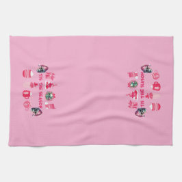 Roze Gotische Schedel Kerst Schotel Handdoek