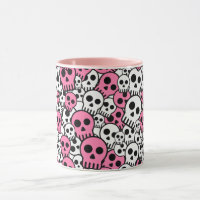 Roze Gotische Schedel Patroon Print