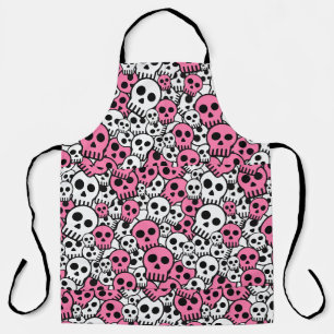 Roze Gotische Schedel Patroon Print Schort