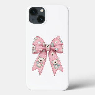Roze gotische schedelbooghoesje cute kawaii pastel iPhone 13 hoesje