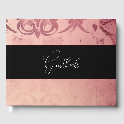 Roze Gotische  textuur Achtergrond bruiloft Gastenboek (Voorkant)