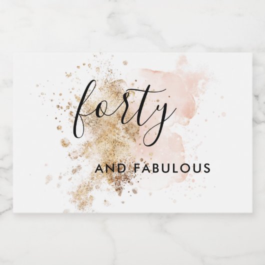 Roze & Goud 40e Verjaardag Mousserende Wijn Label Sparkling Wijnetiket (Enkel label)