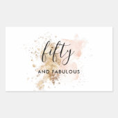 Roze goud 50 en verbluffend 50e verjaardag rechthoekige sticker (Voorkant)