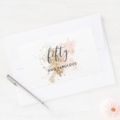 Roze goud 50 en verbluffend 50e verjaardag rechthoekige sticker (Envelop)