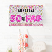 Roze Goud 50 Fantastische 50ste Verjaardag Spandoek (Insitu)